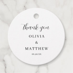 Étiquettes Cadeau Calligraphie Script Merci Mariage blanc