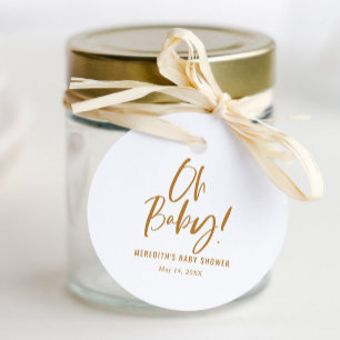 Étiquettes Cadeau Calligraphie simple Baby shower neutre entre les s