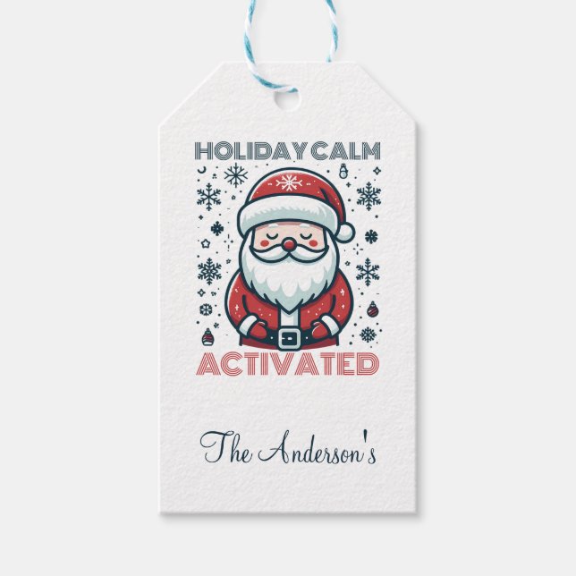 Étiquettes-cadeau Calme de vacances personnalisé Père Noël (Devant)