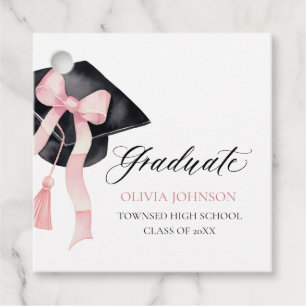Étiquettes Cadeau Calotte de remise de diplôme Coquette Rose Moderne