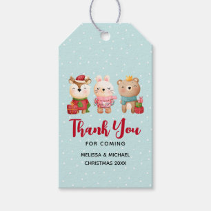 Étiquettes-cadeau Camarades de Noël - Renne, Ours & Lapin Merci