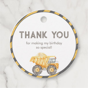 Étiquettes Cadeau Camion à benne de chantier