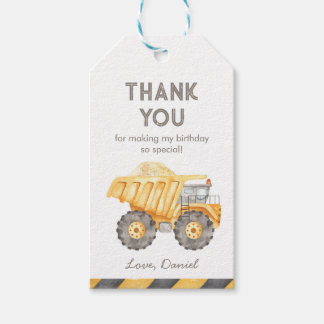 Étiquettes-cadeau Camion à benne de construction