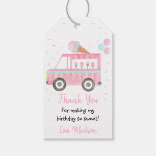 Étiquettes-cadeau Camion à glace moderne Merci d'anniversaire