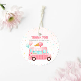Étiquettes Cadeau Camion à glace rose Voici l'anniversaire de la Sco