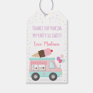 Étiquettes-cadeau Camion Cute Ice Cream Merci d'anniversaire