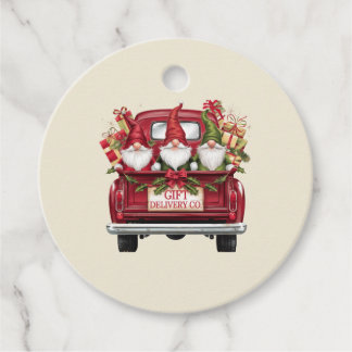 Étiquettes Cadeau Camion de livraison rouge mignon, paquets de nains