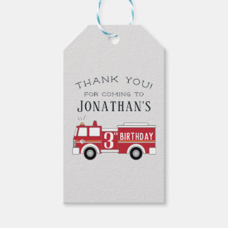 Étiquettes-cadeau Camion de pompiers merci la balise de faveur