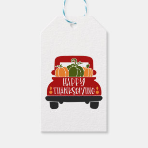 Étiquettes-cadeau Camion de Thanksgiving