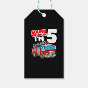 Étiquettes-cadeau Camion d'incendie 5 ans pompier 5e anniversaire