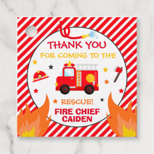 Étiquettes Cadeau Camion d'incendie Fête d'anniversaire Décorations 