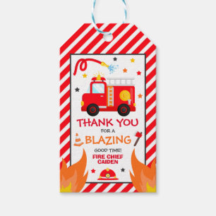 Étiquettes-cadeau Camion d'incendie Fête d'anniversaire Décorations 