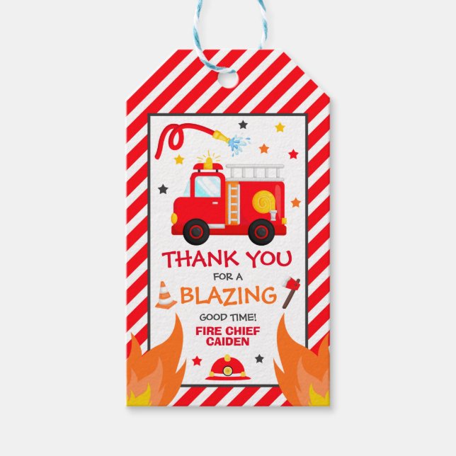 Étiquettes-cadeau Camion d'incendie Fête d'anniversaire Décorations  (Devant)