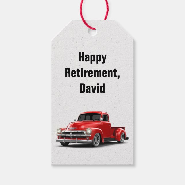 Étiquettes-cadeau Camion rouge rétro (Devant)