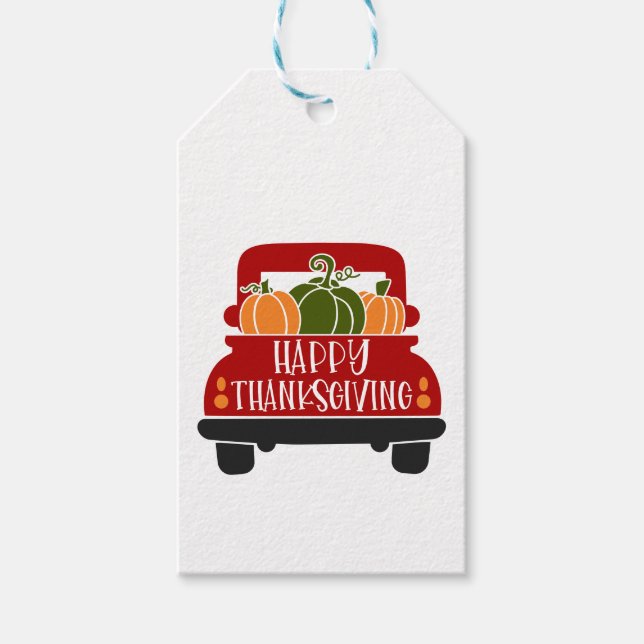 Étiquettes-cadeau Camion Thanksgiving (Devant)
