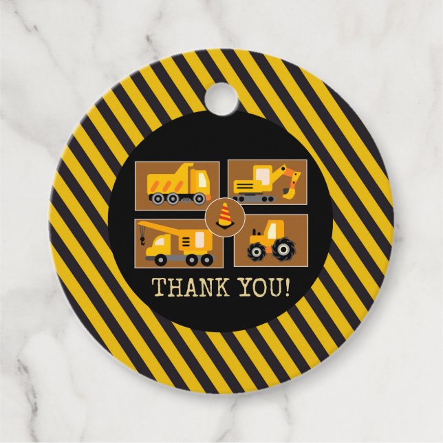 Étiquettes Cadeau Camions de construction | Parti Anniversaire de en (Devant)