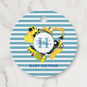 Étiquettes Cadeau Camions de construction personnalisés Baby shower