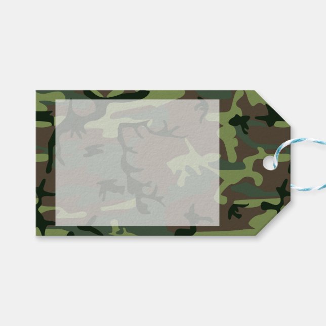 Étiquettes-cadeau Camouflage Camo Green Brown Pattern (Devant (Horizontal))