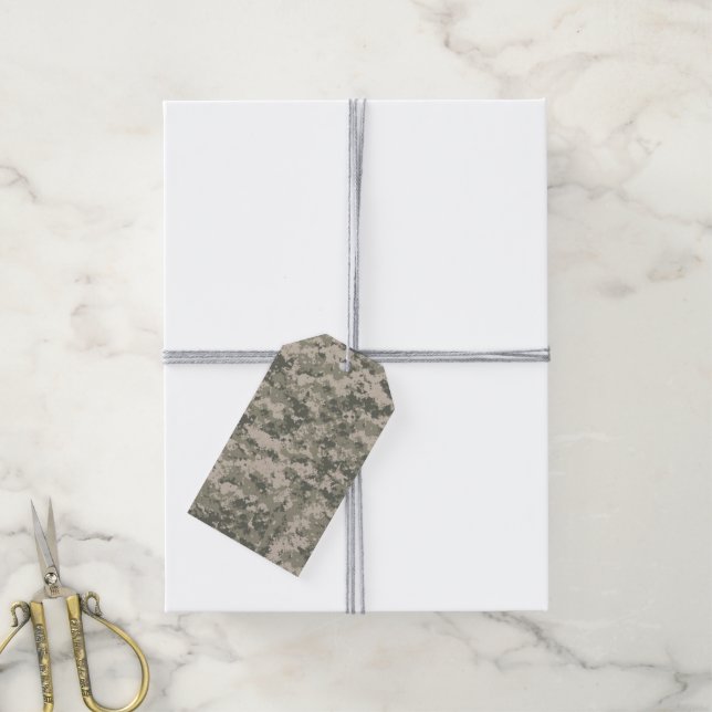 Étiquettes-cadeau Camouflage numérique ACU Camouflage militaire unif (Avec de la ficelle)