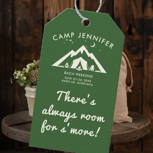 Étiquettes-cadeau Camp Bachelorette Party Forest Green S'more