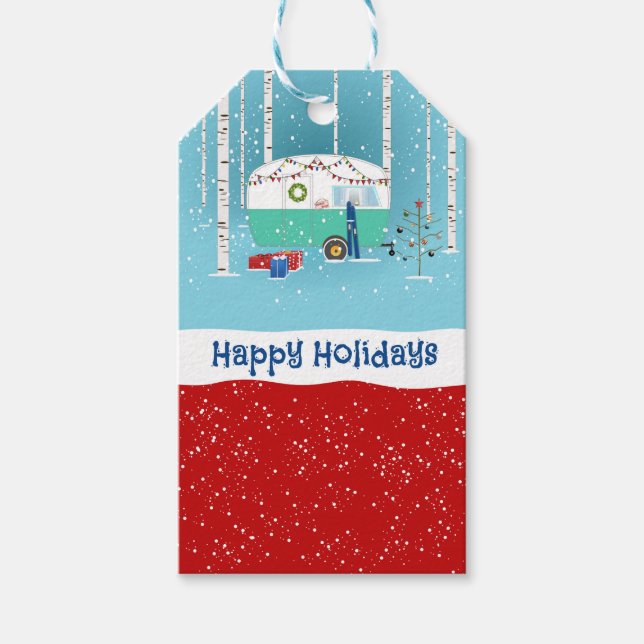 Étiquettes-cadeau Camper de Noël (Devant)
