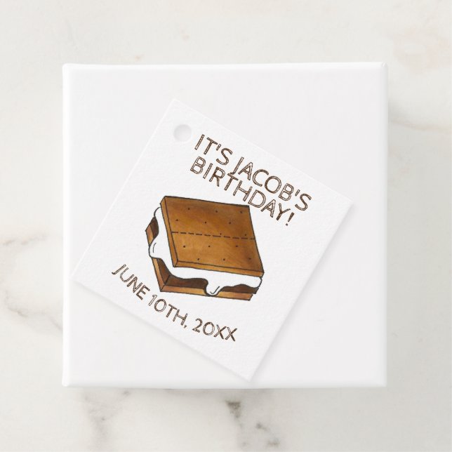 Étiquettes Cadeau Campfire S'mores Marshmallow Smores Fête d'anniver (En situation)