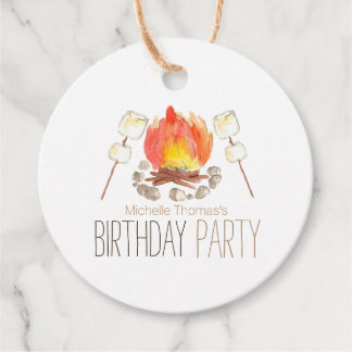 Étiquettes Cadeau Camping smores extérieur marque de faveur d'annive