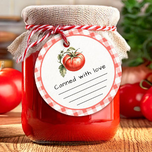 Étiquettes Cadeau Canalisé avec tomate d'amour avec à damiers motif