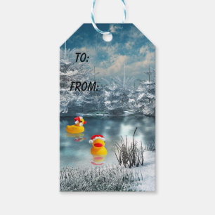 Étiquettes-cadeau Canard en caoutchouc Noël