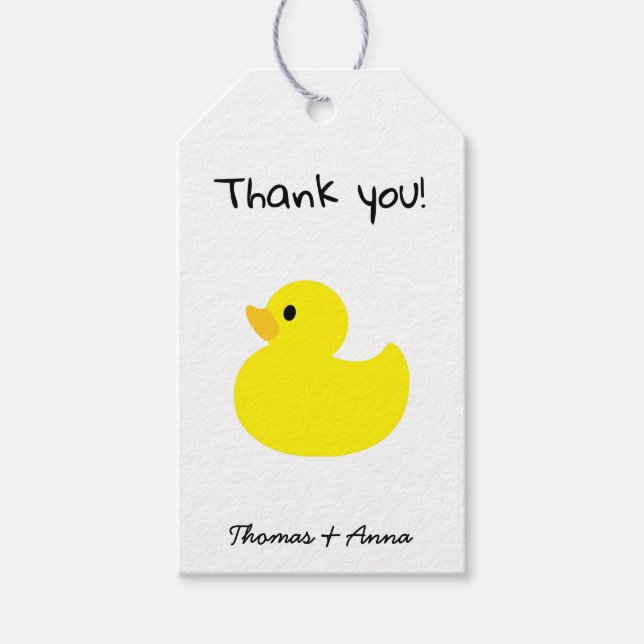 Étiquettes-cadeau Canard jaune - Merci (Devant)