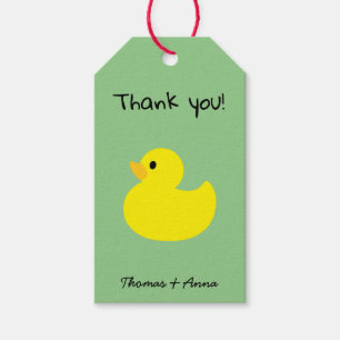 Étiquettes-cadeau Canard jaune Merci, couleur verte (sauge)