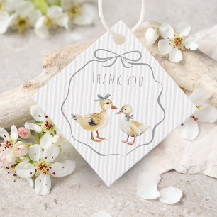Étiquettes Cadeau Canard Mignon des Bois Aquarelle Merci