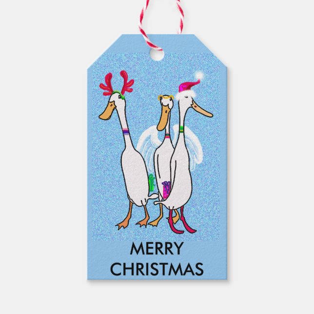 Étiquettes-cadeau Canards de Noël avec cadeaux (Devant)