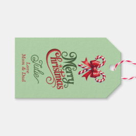 Étiquettes-cadeau Candy Canes with Red Bow Merry Christmas