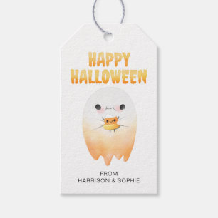 Étiquettes-cadeau Candy Corn Happy Halloween Ghost Nom personnalisé