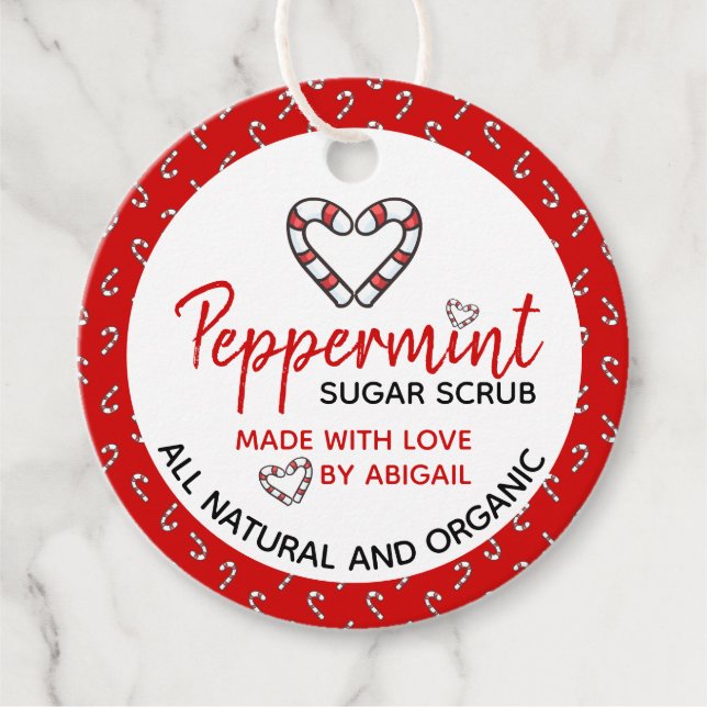 Étiquettes Cadeau Candy Heart Peppermint Scrub (avec ingrédients) (Devant)