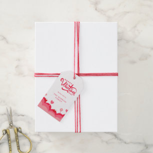 Étiquettes-cadeau Candy Love Heureuse Sainte-Valentin rouge et rose
