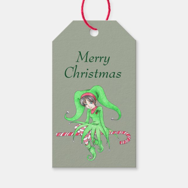 Étiquettes-cadeau Candycane Elf (Devant)