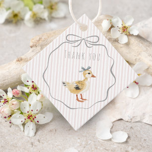 Étiquettes Cadeau Caneton des Bois Mignon Aquarelle Merci