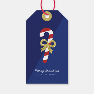 Étiquettes-cadeau Canne à sucre   Fun Christmas Blue & Gold