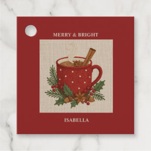 Étiquettes Cadeau Caoutchouc de Noël de broderie rustique avec canne