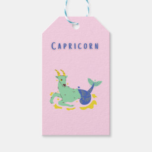 Étiquettes-cadeau Capricorne rose, zodiaque, impression d'étoiles