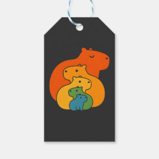 Étiquettes-cadeau Capybaras arc-en-ciel