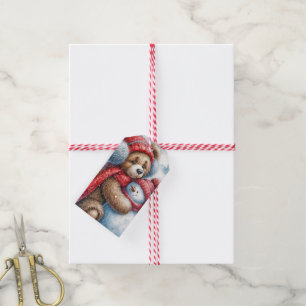 Étiquettes-cadeau Carangs de Noël Teddy Bear et Snowman