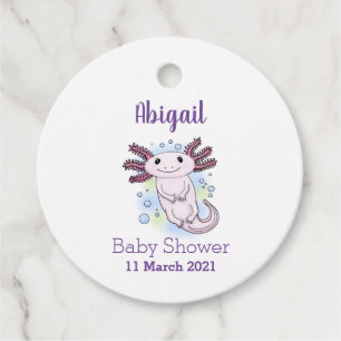 Étiquettes Cadeau Caricature axolotl rose adorable