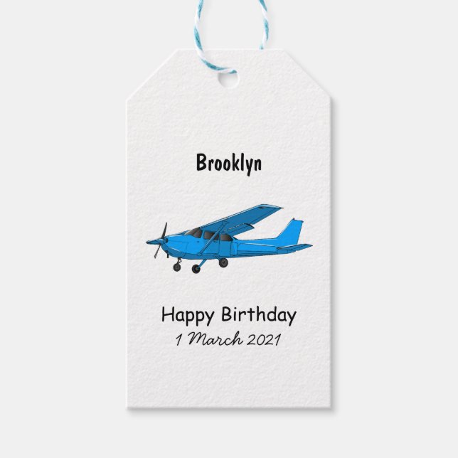 Étiquettes-cadeau Caricature d'avion à voilure fixe (Devant)