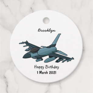 Étiquettes Cadeau Caricature d'avion de chasse militaire