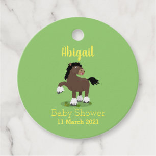 Étiquettes Cadeau Caricature de cheval de trait de Cute Clydesdale