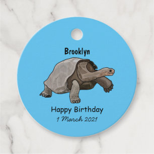 Étiquettes Cadeau Caricature de la tortue des Galapagos