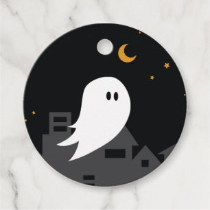 Étiquettes Cadeau Caricature de la ville fantôme éffrayante hallowee